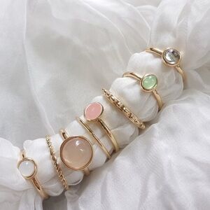 Elegant Gold and Gemstone Ring Set